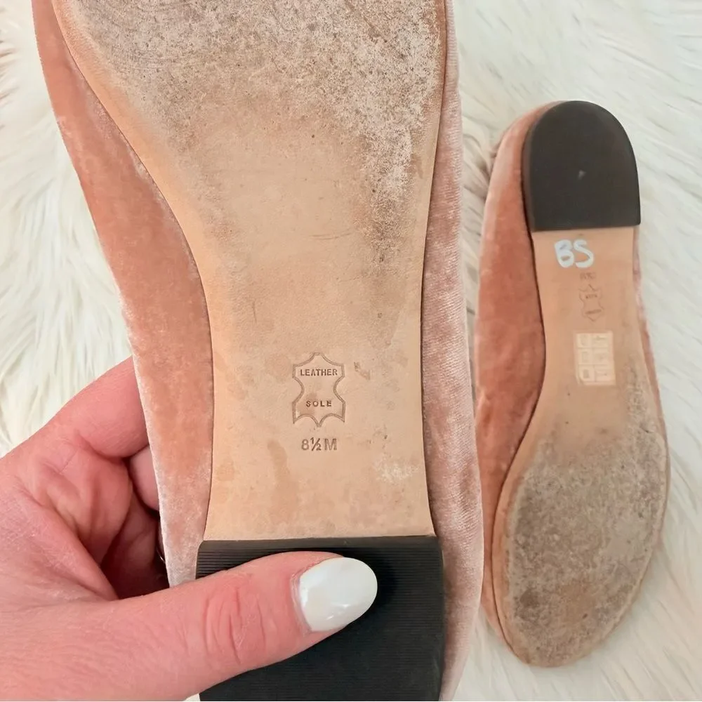 Tory‎ Burch Charm Pink Velvet Grosgrain Ballet Flats - Size 8.5